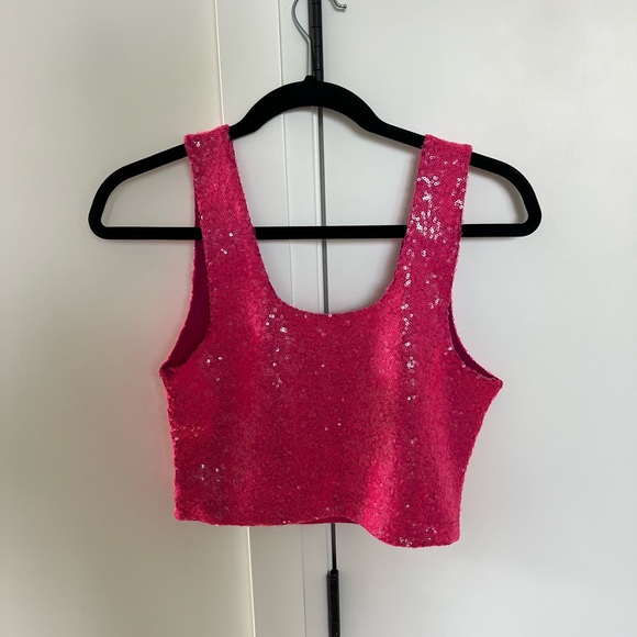 Commando Sequin Crop Top in Commando Pink - Picture 7 of 16